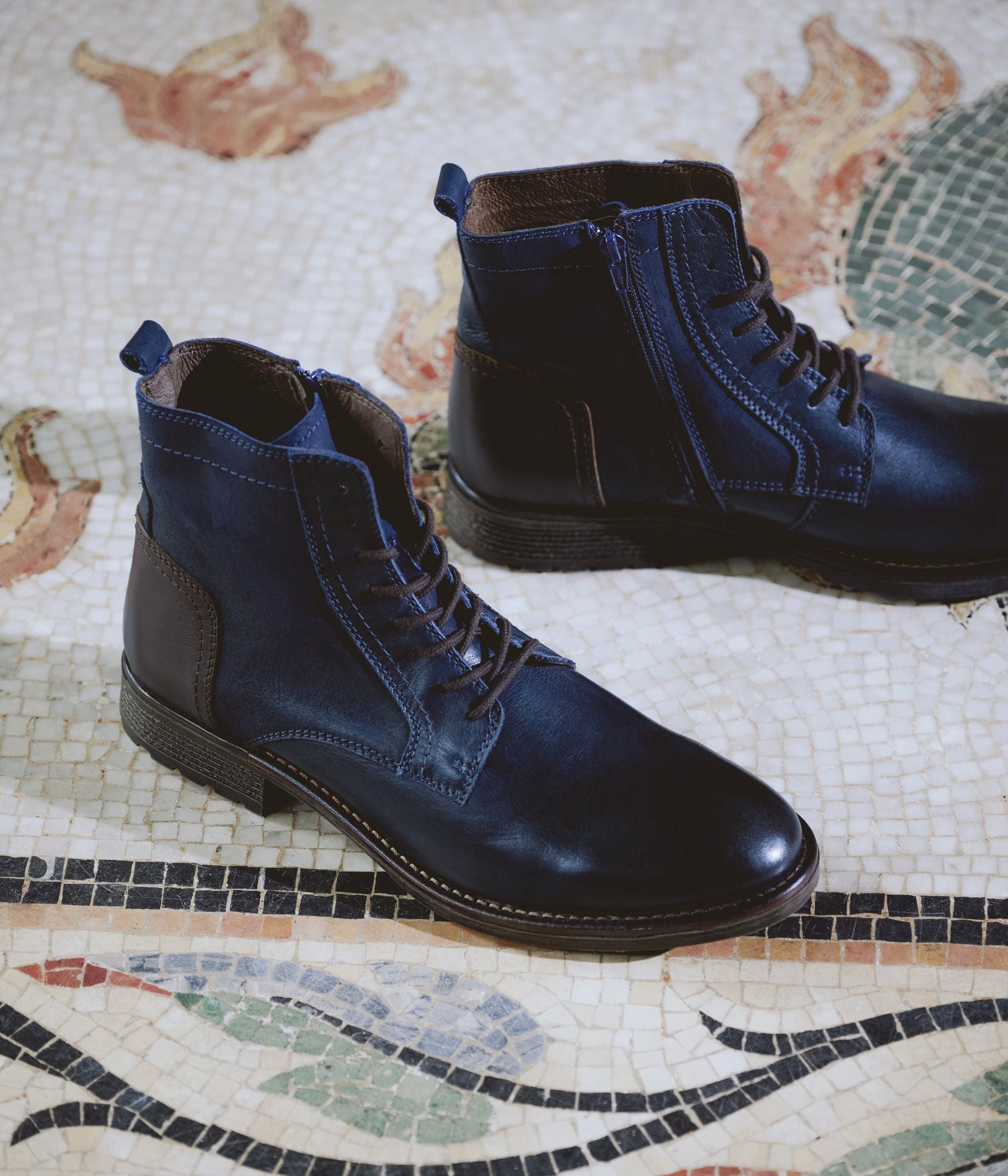 Bottine a talon bleu marine best sale