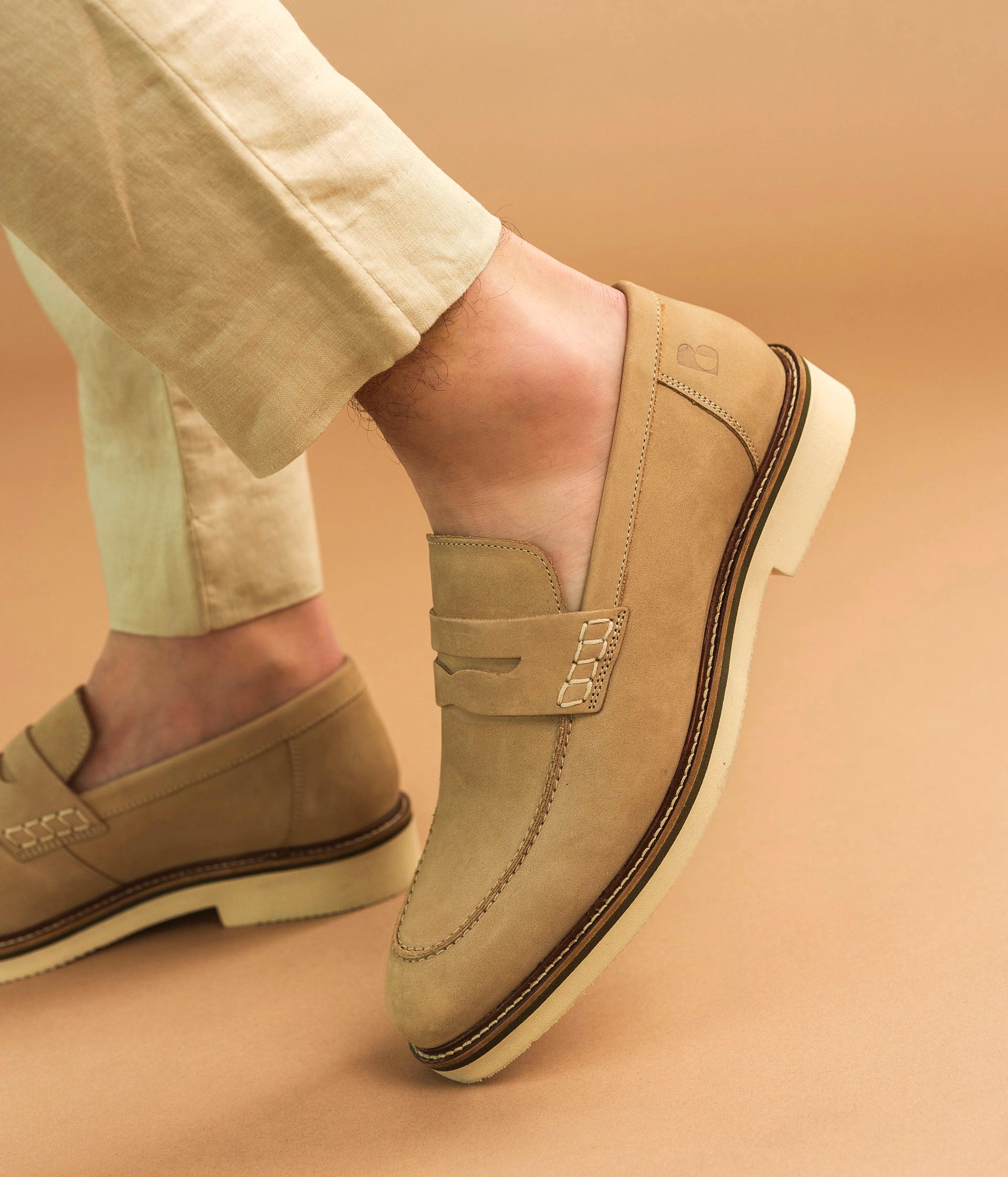 MOCASSIN OLIVIER BEIGE Mocassins Bateau Homme Bocage