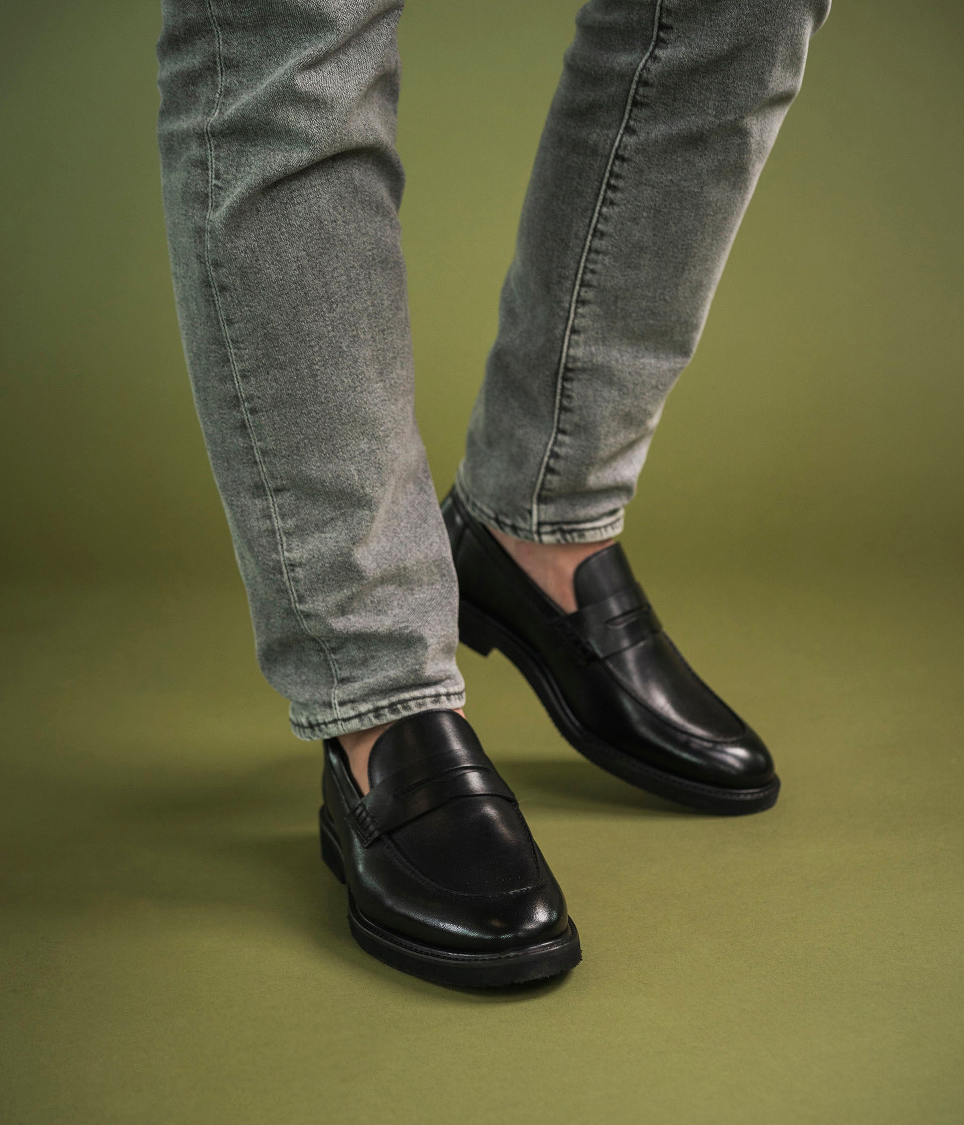 Mocassin cuir noir store
