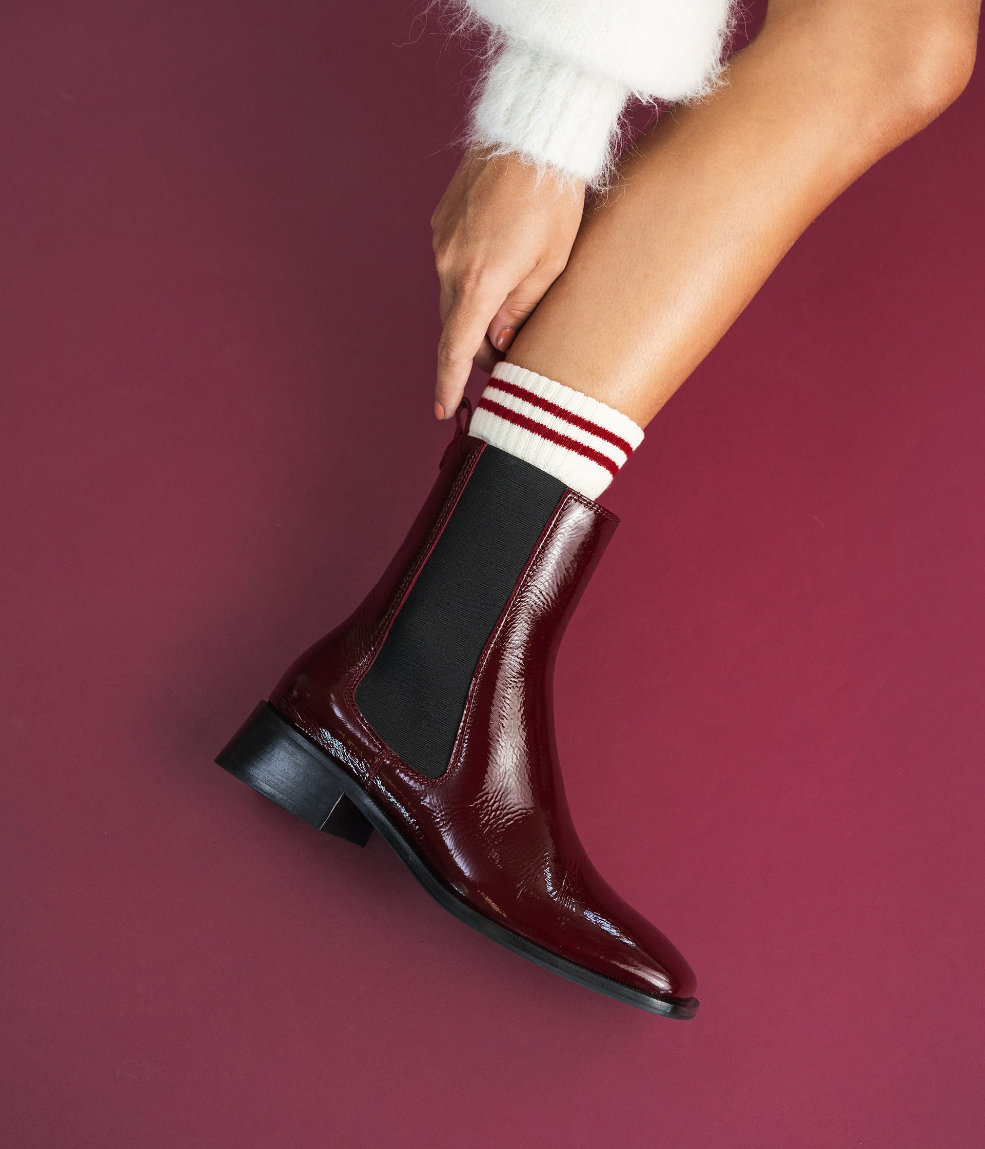 Boots rouge femme on sale