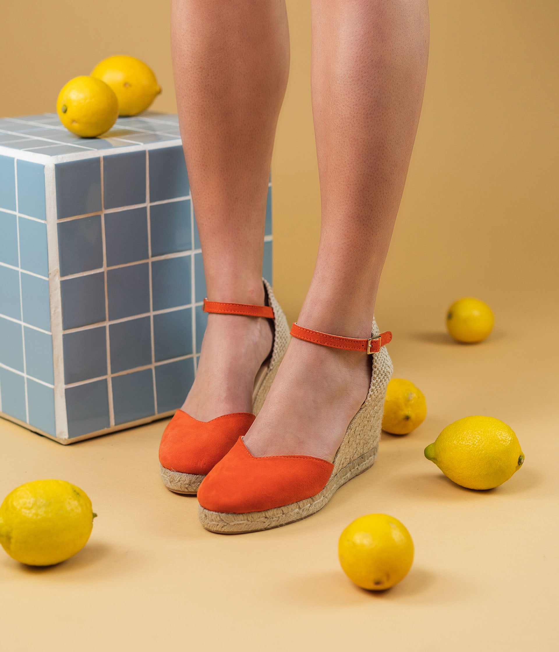 Compensée orange femme top