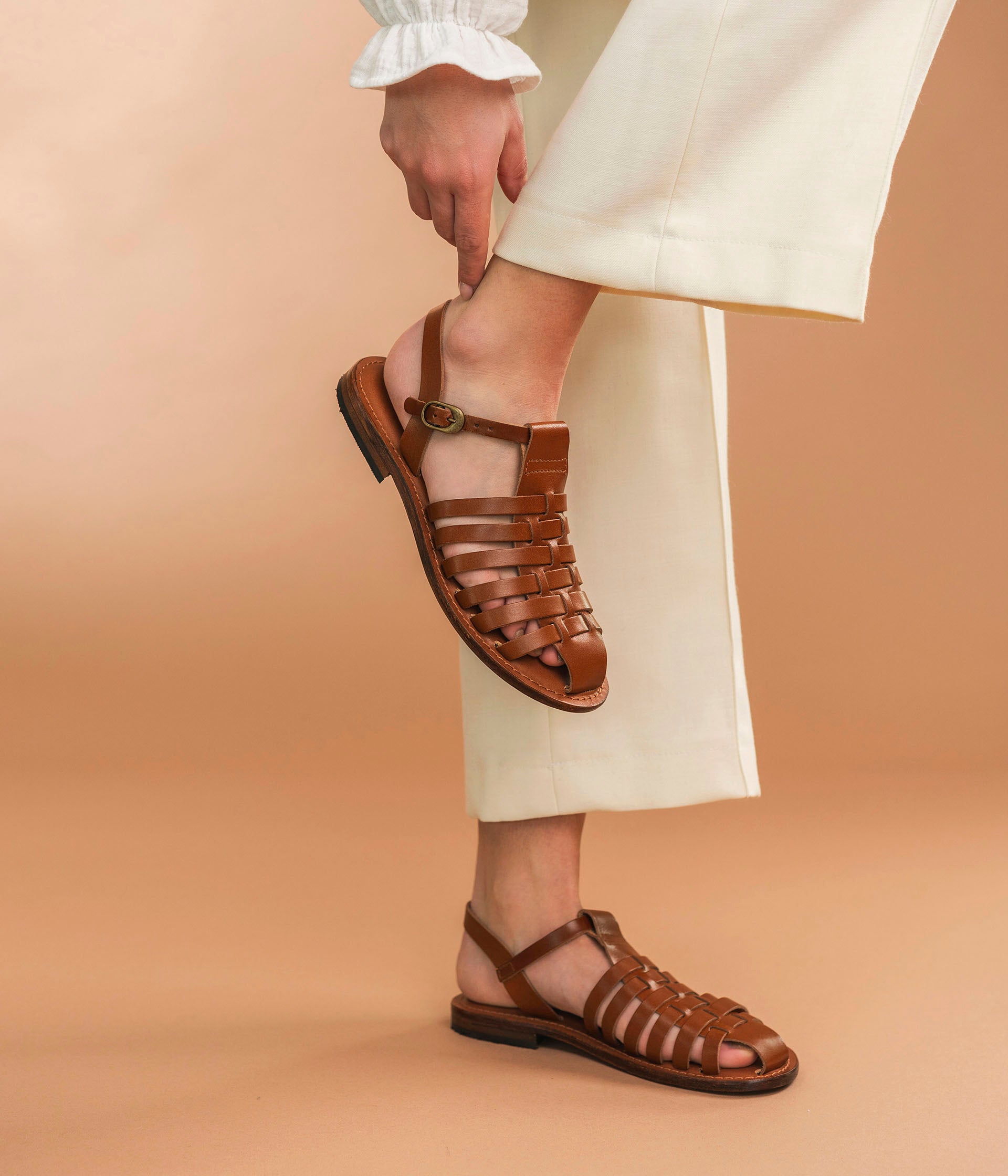 Sandales plates marron femme shop