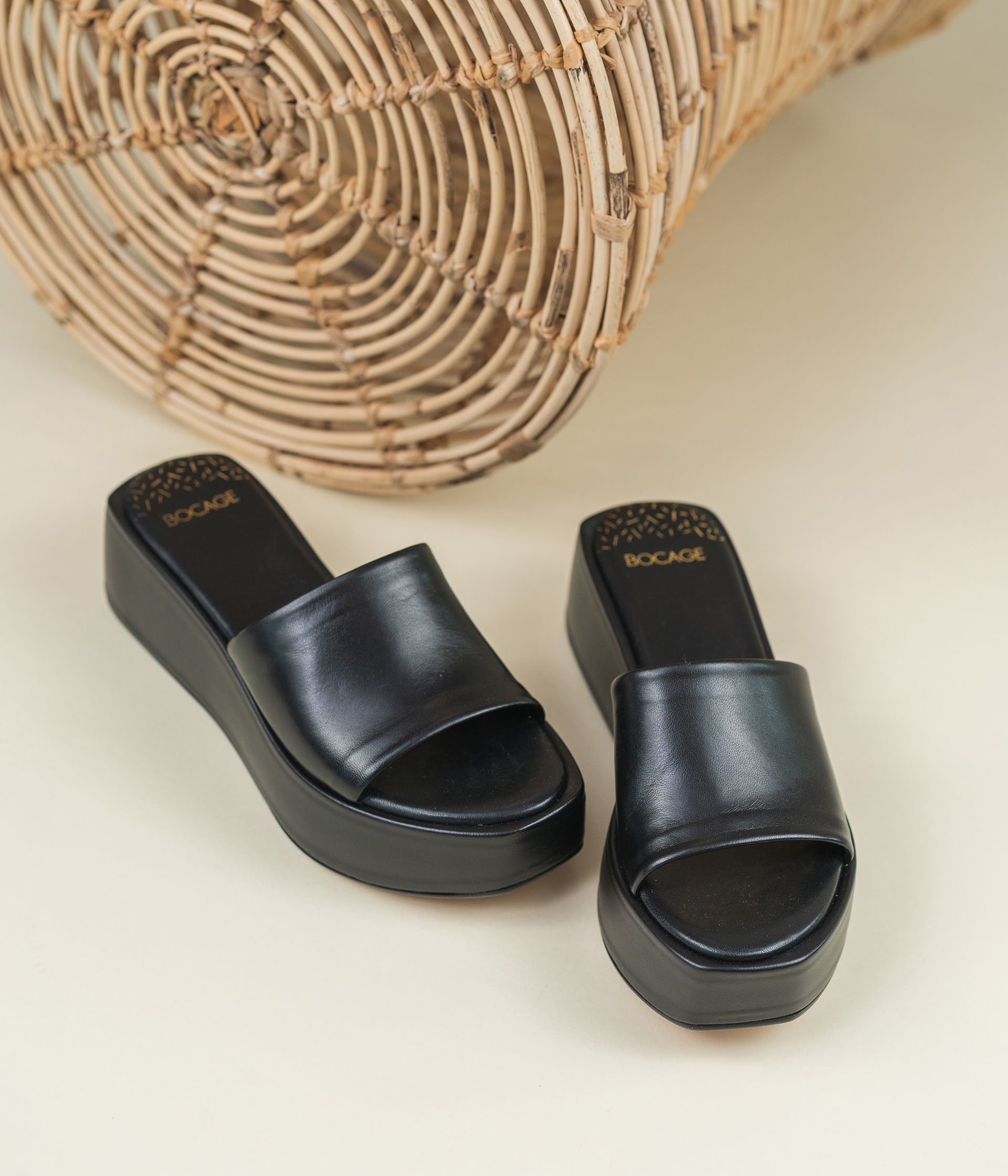 MULE VIVIANNA NOIR Sandales a talon Femme Bocage