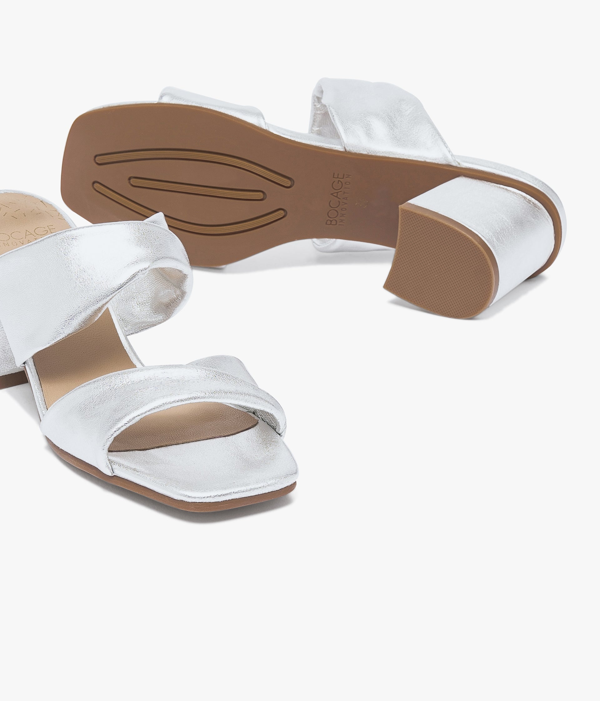 MULE VIOLETTE ARGENT Sandales a talon Femme Bocage