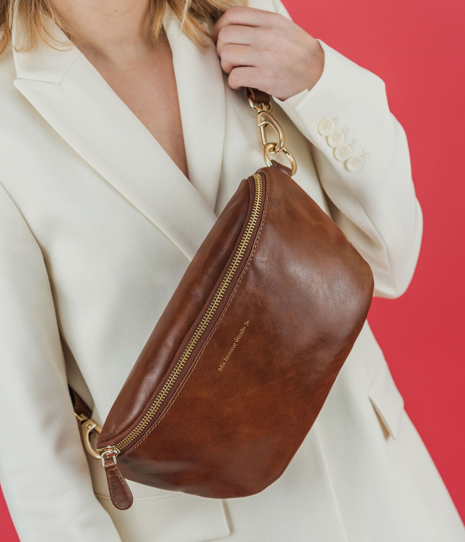 SAC BANANE ALBANO COGNAC Petit format Maroquinerie Bocage